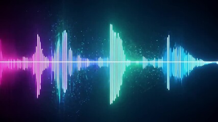 Leinwandbilder - Colorful soundwaves display varying amplitudes and frequencies created against a dark backdrop, illustrating rhythmic audio energy.