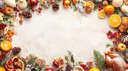 Poster - Seasonal food art background with festive colors and ample space for event details.