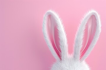 Aufkleber - Close-up of rabbit ears on a pink background
