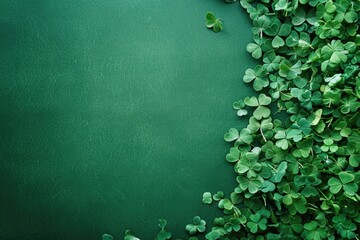 Poster - A green wall covered in shamrocks and ivy, set against a bright green background