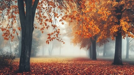 Poster - Autumnal Fog in the Woodland