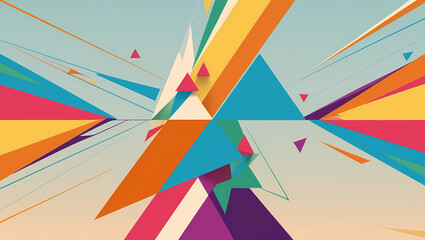 Canvas Print - Colorful Geometric Triangles Generative AI