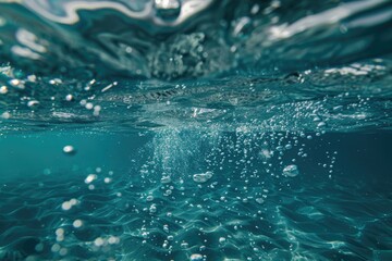 Poster - A close-up view of water with bubbles forming on the surface