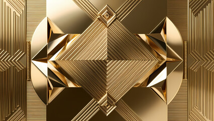 Wall Mural - Shiny Gold Geometric Design Generative AI