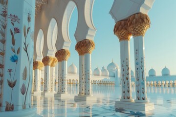Poster - A grand white structure with numerous columns, suitable for use in architectural or historical context