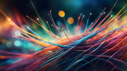 A colorful, abstract image of many different colored wires