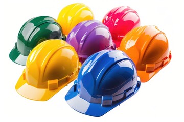 Aufkleber - Group of hard-hatted workers stacked on top of each other, construction setting