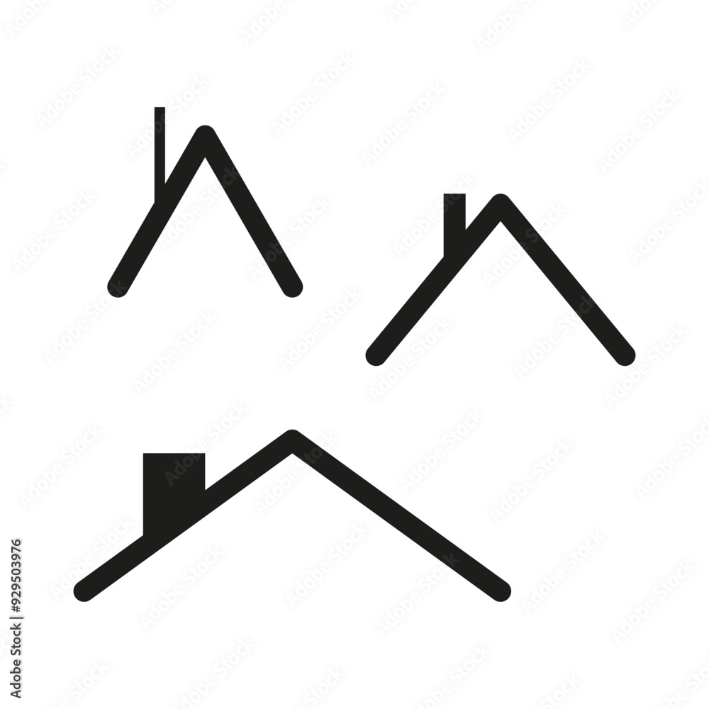 Roof silhouette icons. Simple house rooftops. Vector architecture ...