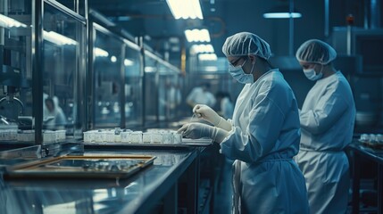Poster - Two people working together in a factory setting