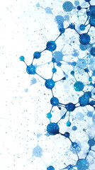 Poster - A blue and white image of a molecular structure. The blue and white colors create a sense of harmony and balance, while the intricate design of the molecules conveys a sense of complexity and order