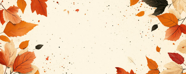 Poster - A white background with a large orange leaf on it. The leaf is surrounded by other orange leaves
