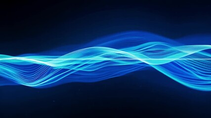 Fototapete - Mesmerizing blue waves undulate gracefully against a dark backdrop, evoking a sense of fluidity and dynamic motion.