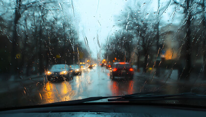 rainy day scene wallpaper