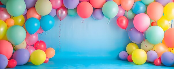 Colorful Balloons Against a Blue Background