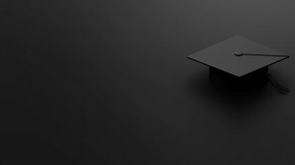 Poster - A black background with a black graduation cap on it. The background is dark and the cap is the only thing that is visible