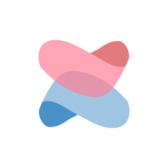 This is an abstract modern logo an initial letter X in blue and pink color in overlay style on a white background