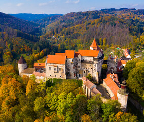 Wall Mural - Impressive view of Pernstejn castle at sunny day, Czech Republic