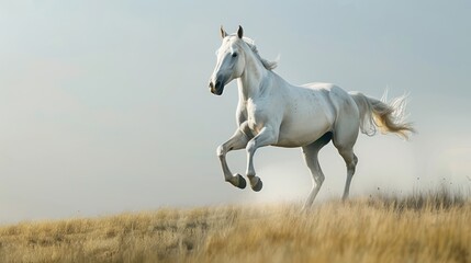 White Horse Running on a Field