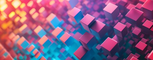 Wall Mural - Abstract Background of Pink and Blue Cubes