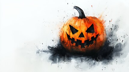 Wall Mural - A spooky jack-o'-lantern with a menacing grin, symbolizing Halloween festivities.