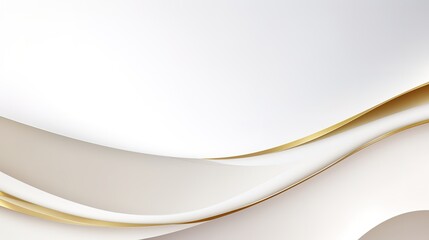 Abstract white and gold background with curved lines.