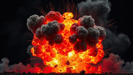 Wall Mural - Fire in the fireplace, explosion wallpaper, fire explosion wallpaper, atom bomb blast radius, bomb blast images, fire explosion on black screen background