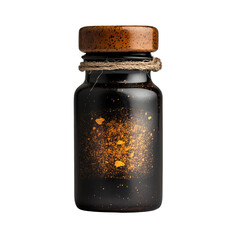 vintage glass bottle with cork top and gold speckles