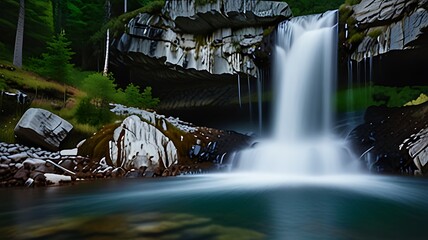 waterfall in the mountains