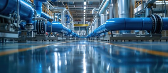 Industrial Pipeline System In A Modern Factory