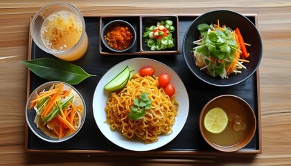 Exquisite meals, including fried noodles, refreshing drinks and cold dishes, are delicious and healthy choices.