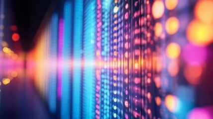 Fototapete - A detailed view of a modern light installation with changing colors, creating a mesmerizing visual effect and dynamic light patterns.