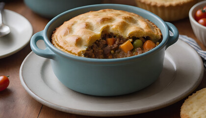 chili pot pie on a plate