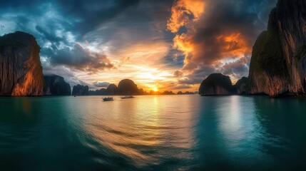 Wall Mural - A view of Phuket Bay at sunset