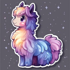 Wall Mural - Cute Cartoon Llama with Galaxy Fur