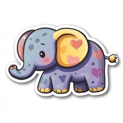 Sticker - Cute Cartoon Elephant with Hearts