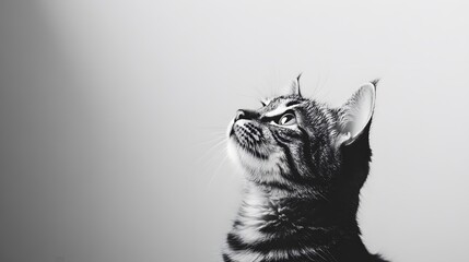 Sticker - Curious cat sitting with its ears perked up on a plain backdrop