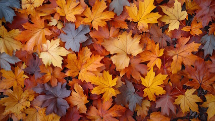 Wall Mural - Autumn leaves background. Outdoor. Colorful background image of falling autumn leaves.