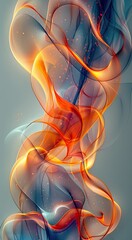 Wall Mural - 3D abstract background, orange and blue swirls, orange fluid shapes flowing