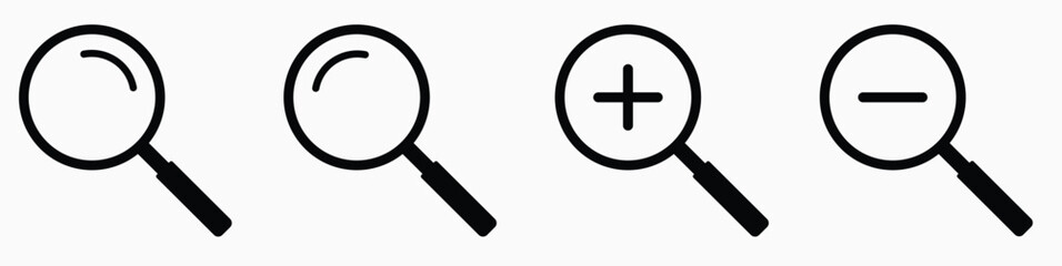 Poster - Magnifying Glass Simple Icon Collection - High-Resolution Search Icon Set, Minimalist Vector Graphics, Ideal for User Interface, Research, and Exploration Design