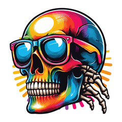 Wall Mural - skull wearing cool glasses