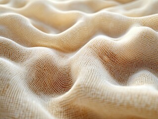 Close-up of a Textured, Wavy Fabric with a Net-like Pattern