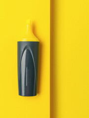 Wall Mural - Bright Yellow Highlighter on a Bold Yellow Background - Minimalist Office Supplies Photography