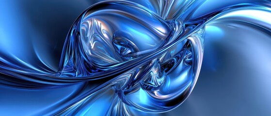 Wall Mural - Beautiful 3d abstract blue desktop wallpaper for ratio 21:9