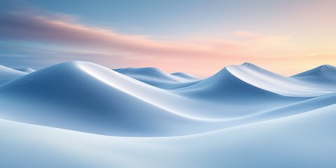  A tranquil landscape of smooth, undulating blue sand dunes under a soft morning sky.