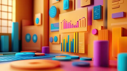 Canvas Print - Abstract Data Visualization with Colorful Geometric Shapes