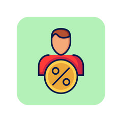 Poster - Borrower line icon. Banker, creditor, investor. Currency concept. Vector illustration can be used for topics like business, banking, finance