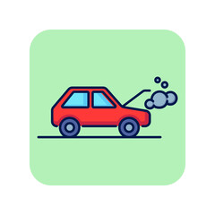 Poster - Car breakdown line icon. Vehicle and smoking engine. Car service concept. Can be used for topics like mechanic help, danger, road recovery service