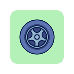 Poster - Car wheel line icon. Tyre, tire, rim, rubber. Car service concept. Can be used for topics like tire shop, maintenance, replacement