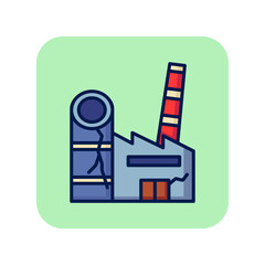 Poster - Devastation line icon. Closed factory, bankruptcy, recession. Crisis concept. Can be used for topics like unemployment, work loss, economy