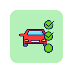 Poster - Diagnostics plan line icon. Vehicle, check marks, tick. Car service concept. Can be used for topics like maintenance, car care, service list